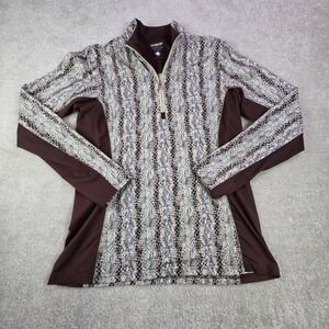 Arista Brio-Tek Womens M Half Zip Pullover Snake Print Top Equestrian Brown